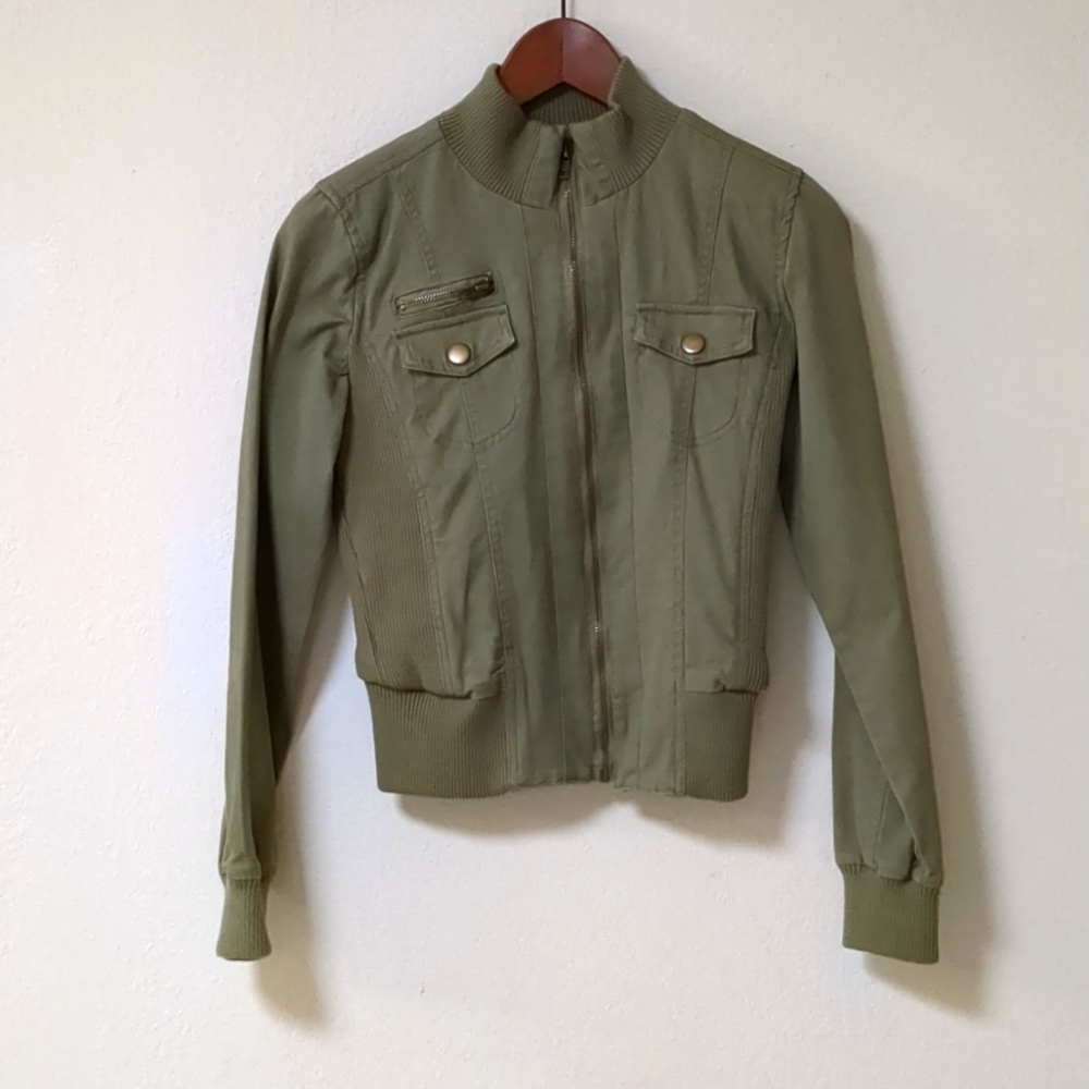 Charlotte Russe Bomber Jacket in Olive Green